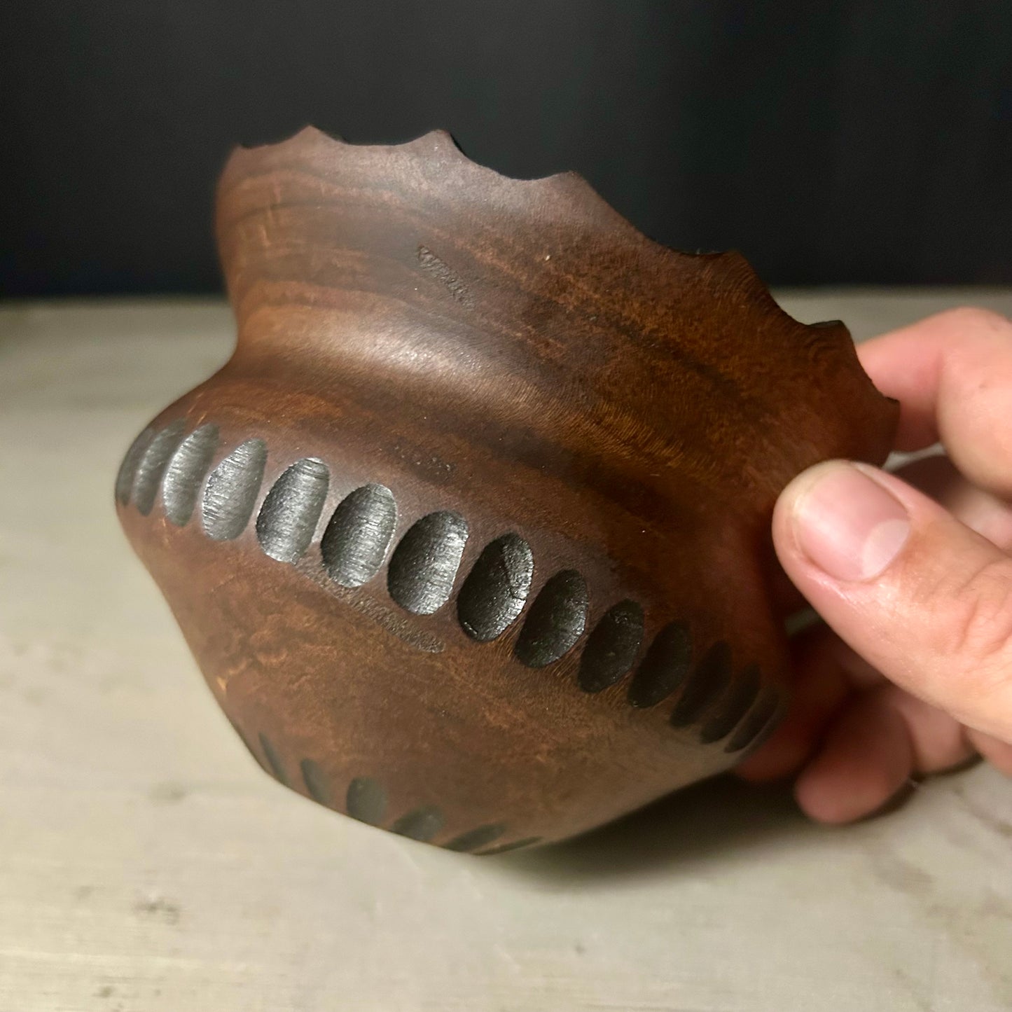 Anacua Vessel, Stained and Carved - Small