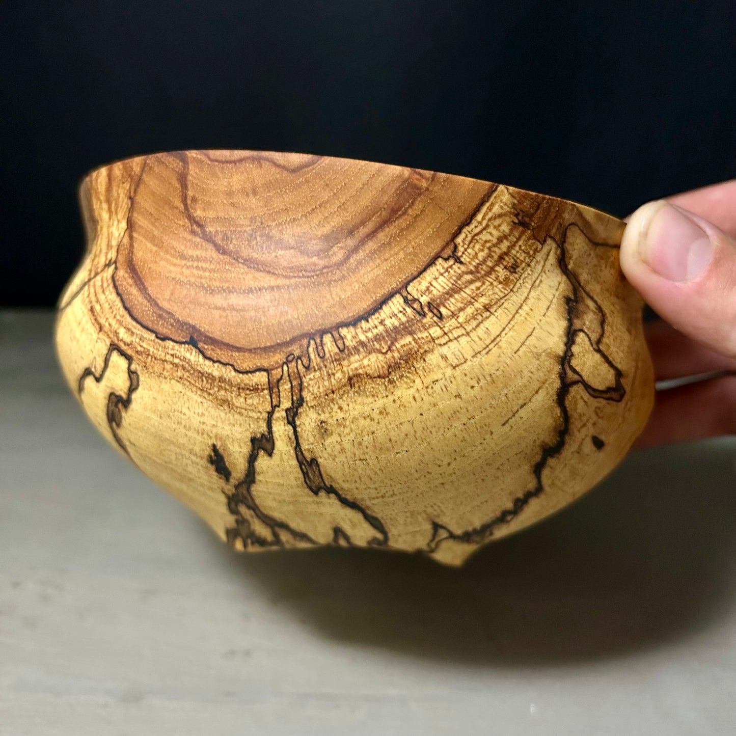 Spalted Pecan Bowl with Feet - Medium