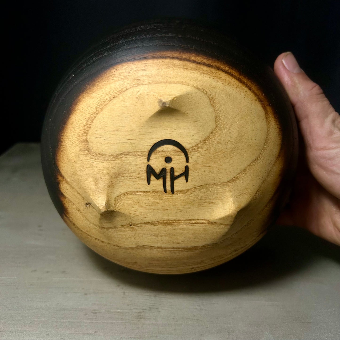 Charred Ash Bowl with Feet - Medium