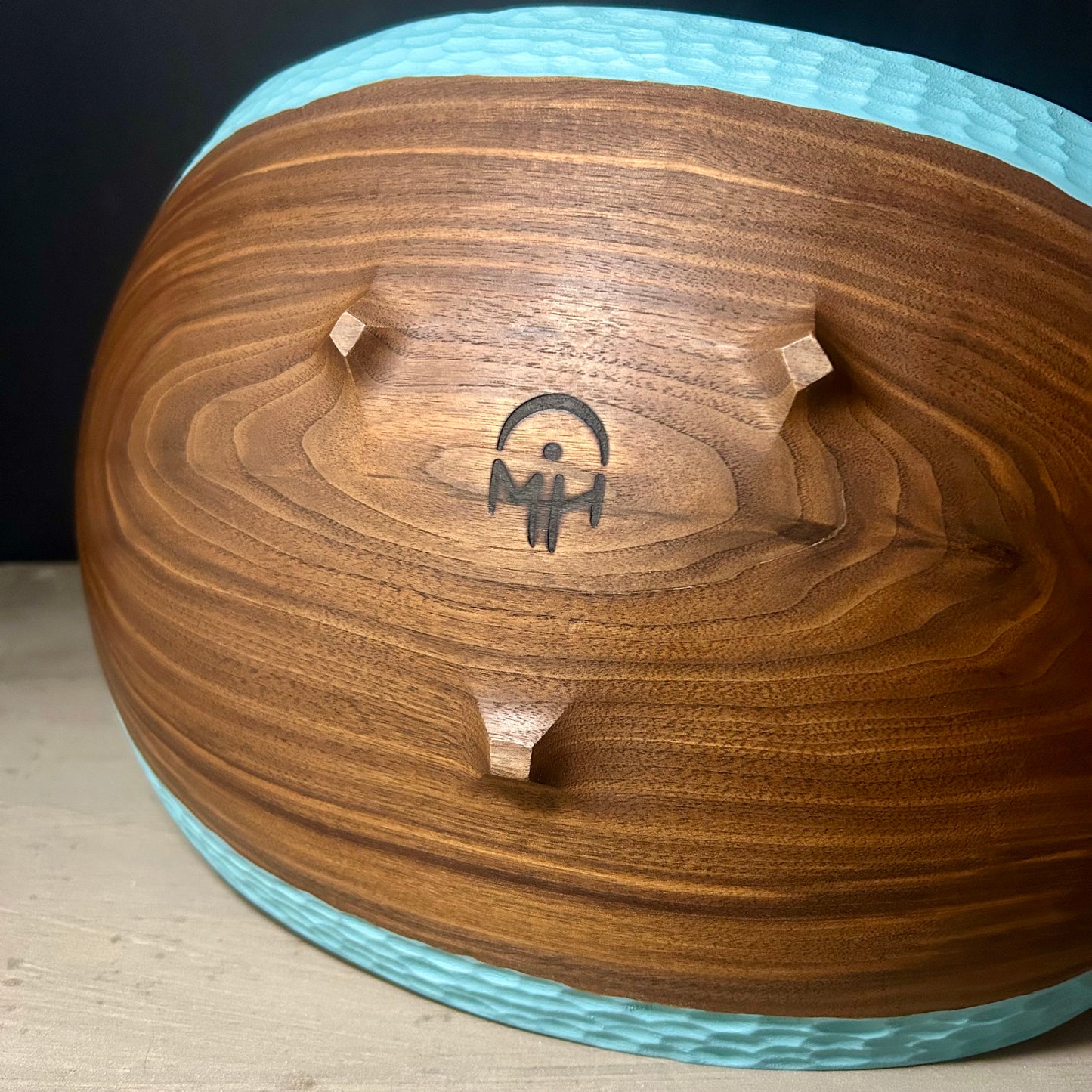 Live Edge Walnut Bowl with Feet and Acrylic - Large