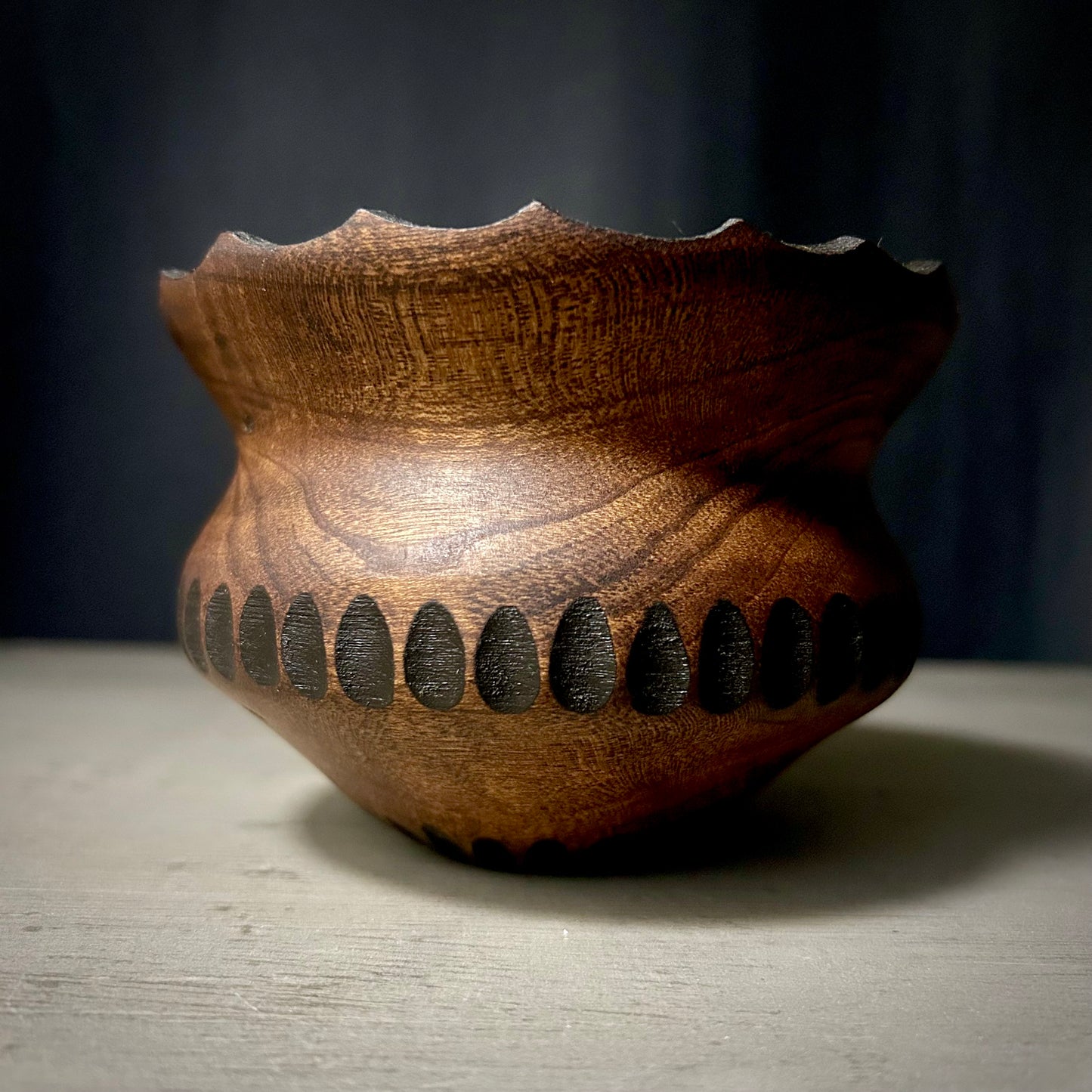 Anacua Vessel, Stained and Carved - Small